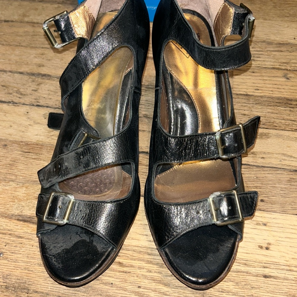 Fluevog Haight Summertime wood platform heels 10